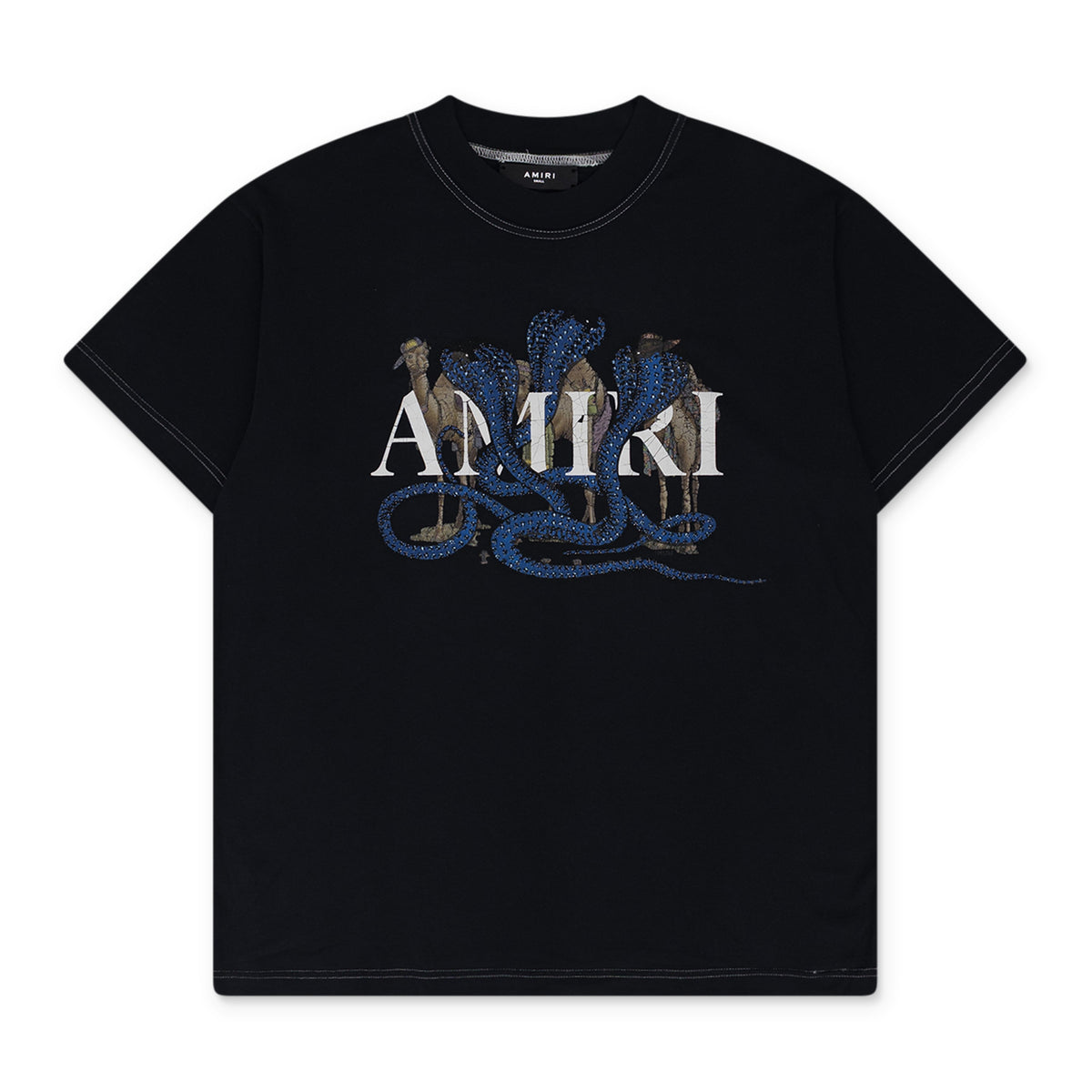 Blue Amiri Glitter Snake Vintage Tee