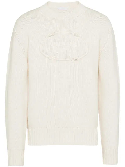 Prada logo-embroidered wool-cashmere jumper