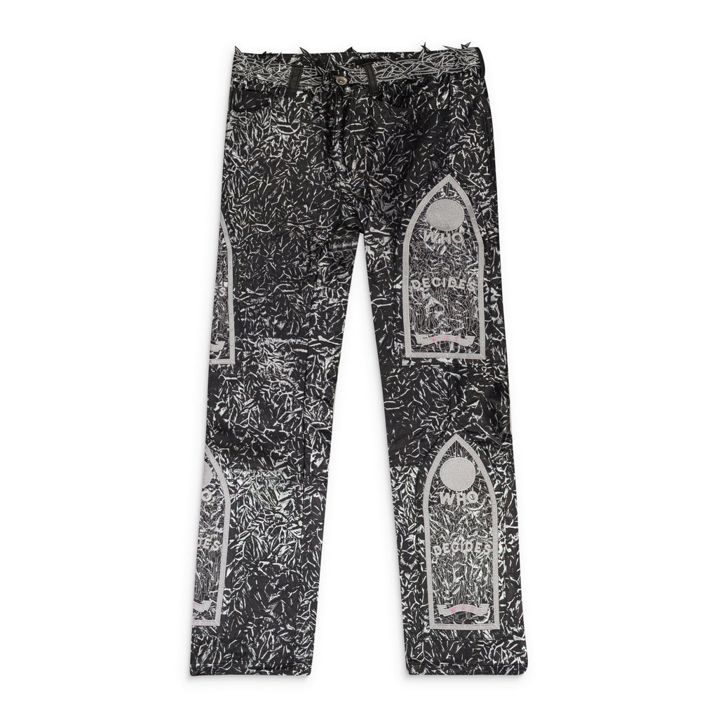 BLACK FOIL LEATHER PANTS