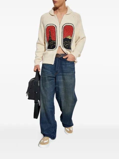 Kenzo eiffel tower mount fuji wool cardigan