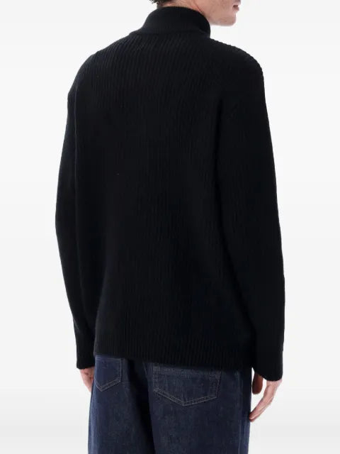 colorful standard ribbed half-zip sweater