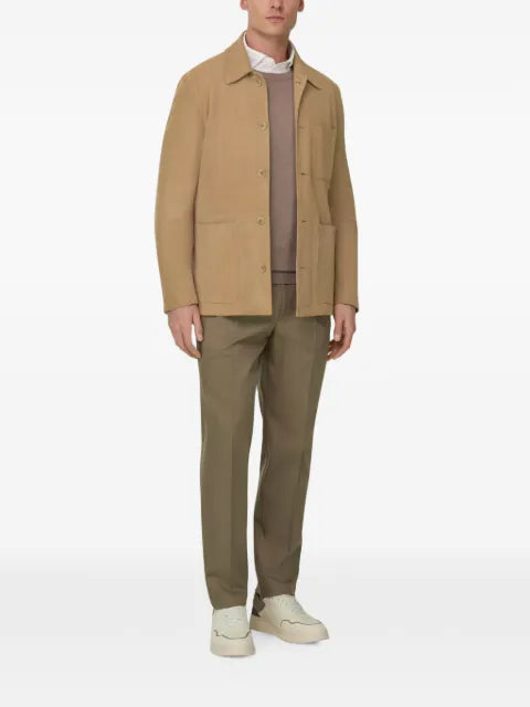 Boggi Milano shirt-collar leather jacket