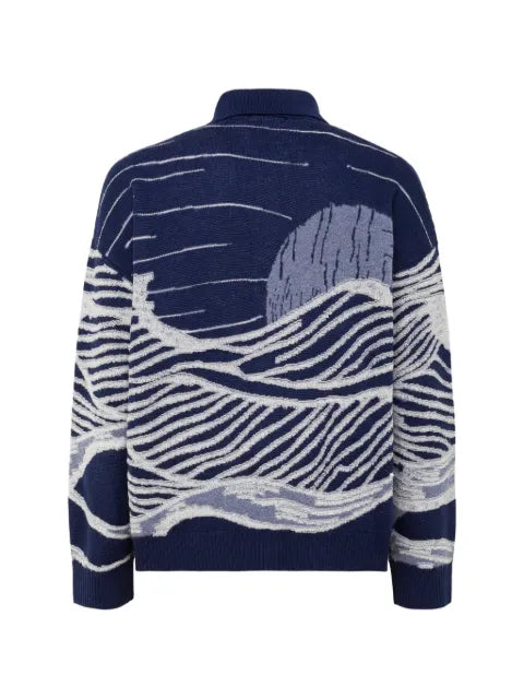 Laneus jacquard-knit boxy-fit cardigan