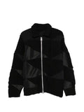 sacai patchwork cable-knit cardigan
