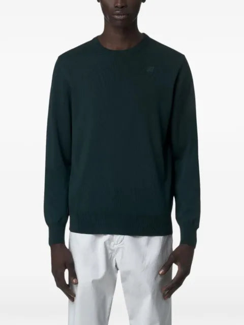 K-Way crew-neck logo-patch sweater