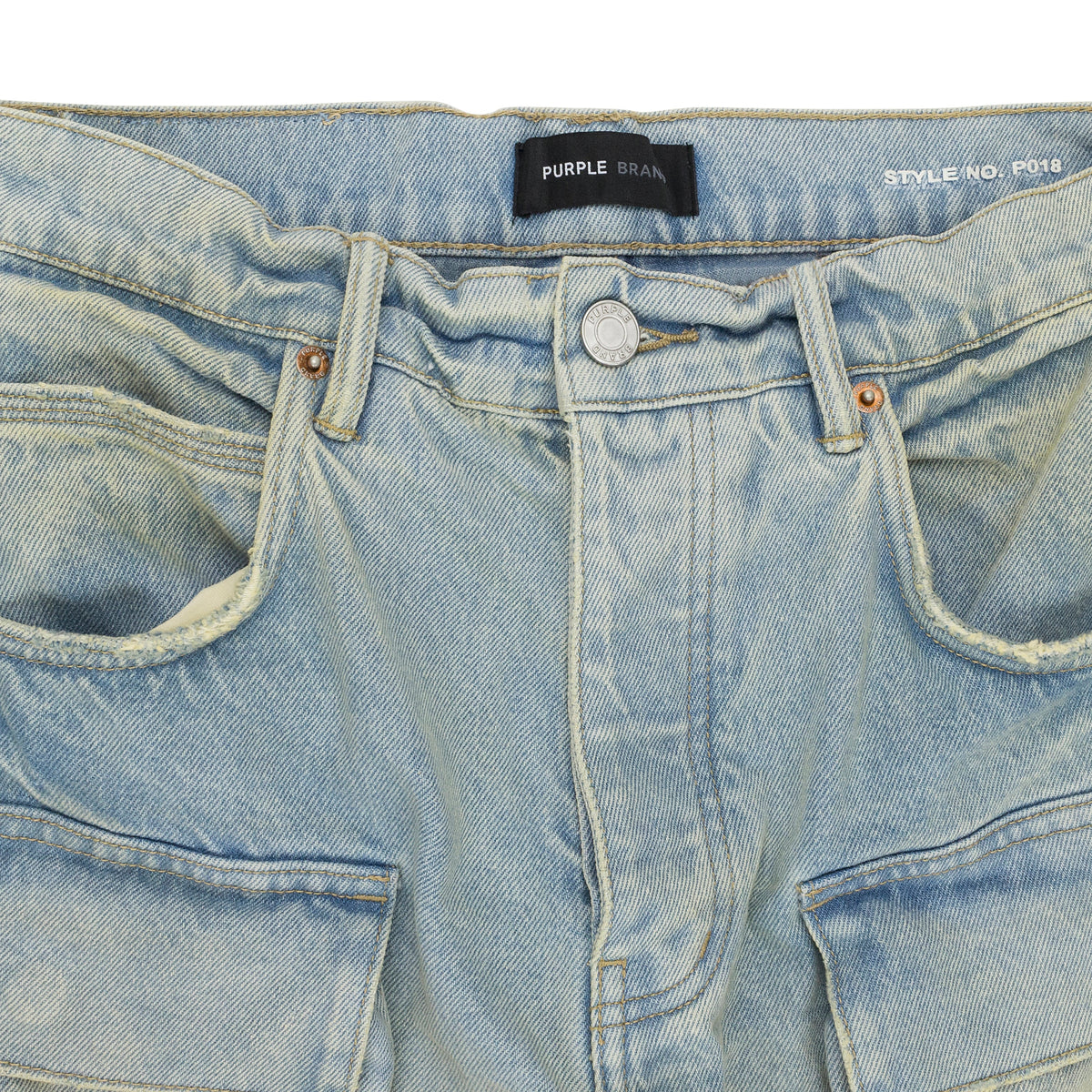 Light Indigo P018 Relaxed Double Cargo Jeans