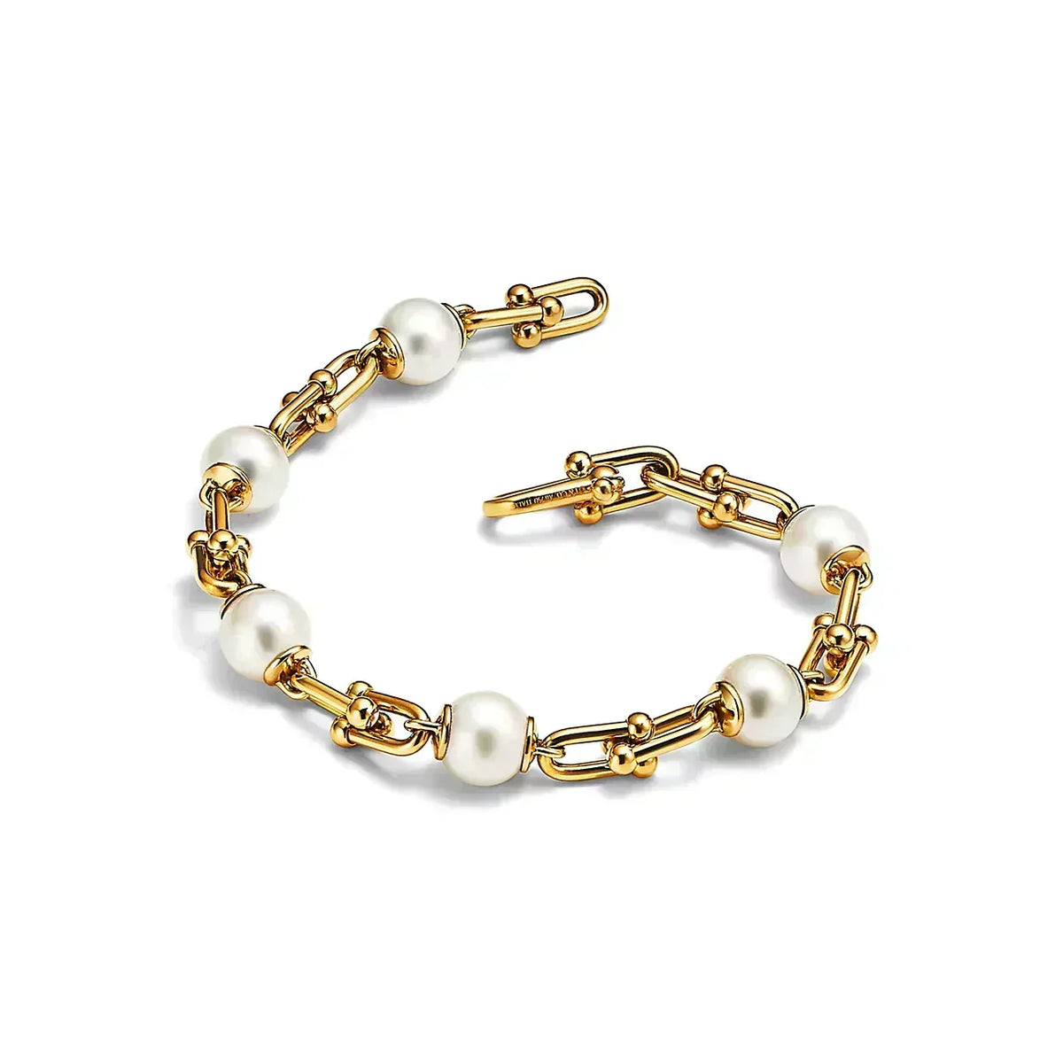 TIFFANY LINK BRACELET GOLD WITH FRESHWATER PEARLS