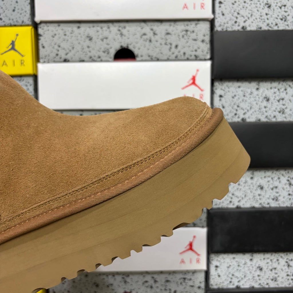UGG Chelsea Platform Ankle Boot – Women’s Suede Boot with Metal Ring Pull Tabs & Lug Sole in Wheat