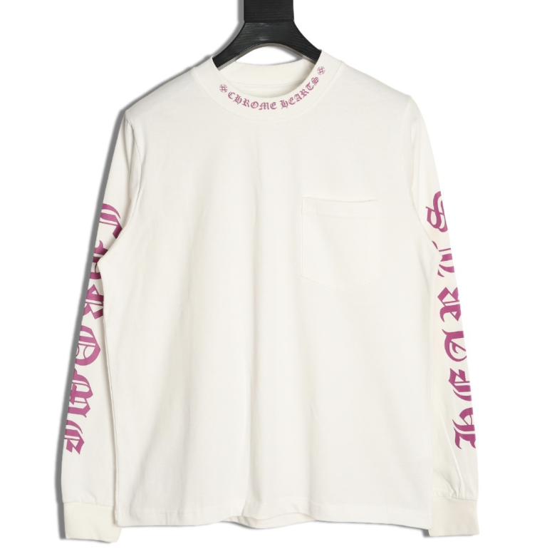 Gothic Lettering Long Sleeve Pocket Tee