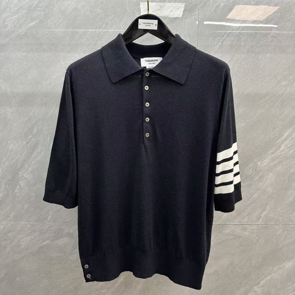 Four-Bar Polo Collar Short Sleeve Shirt | Thom Browne