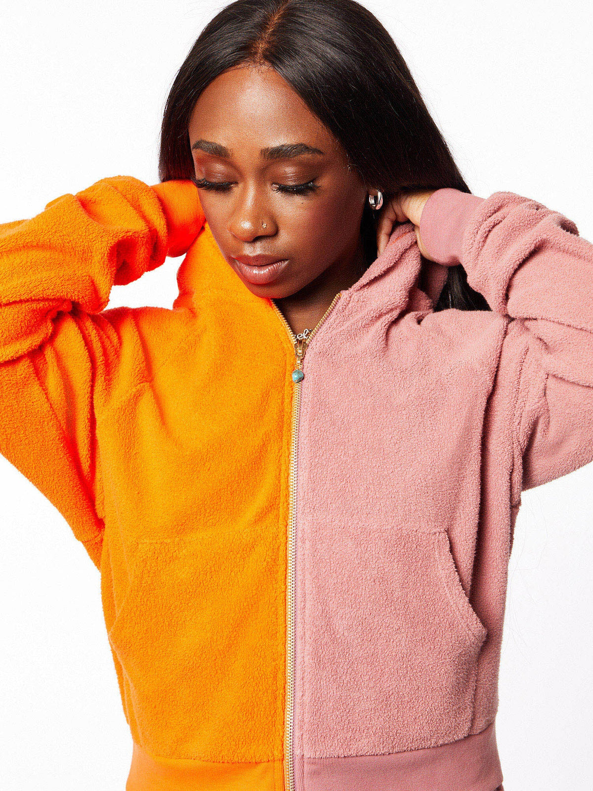 TERRY DUO ZIP UP HOODIE