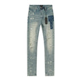 R+A Light Blue Distressed Paint Splatter Jeans
