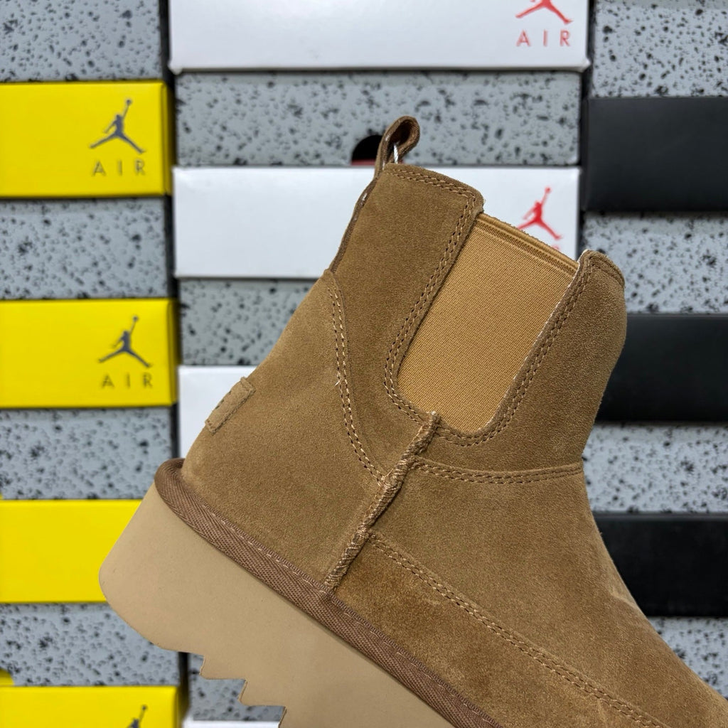 UGG Chelsea Platform Ankle Boot – Women’s Suede Boot with Metal Ring Pull Tabs & Lug Sole in Wheat
