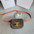 CELINE CL BELT MONOGRAM BROWN BAG TRIOMPHE 25 MM BELT TRIOMPHE ORANGE CALFSKIN