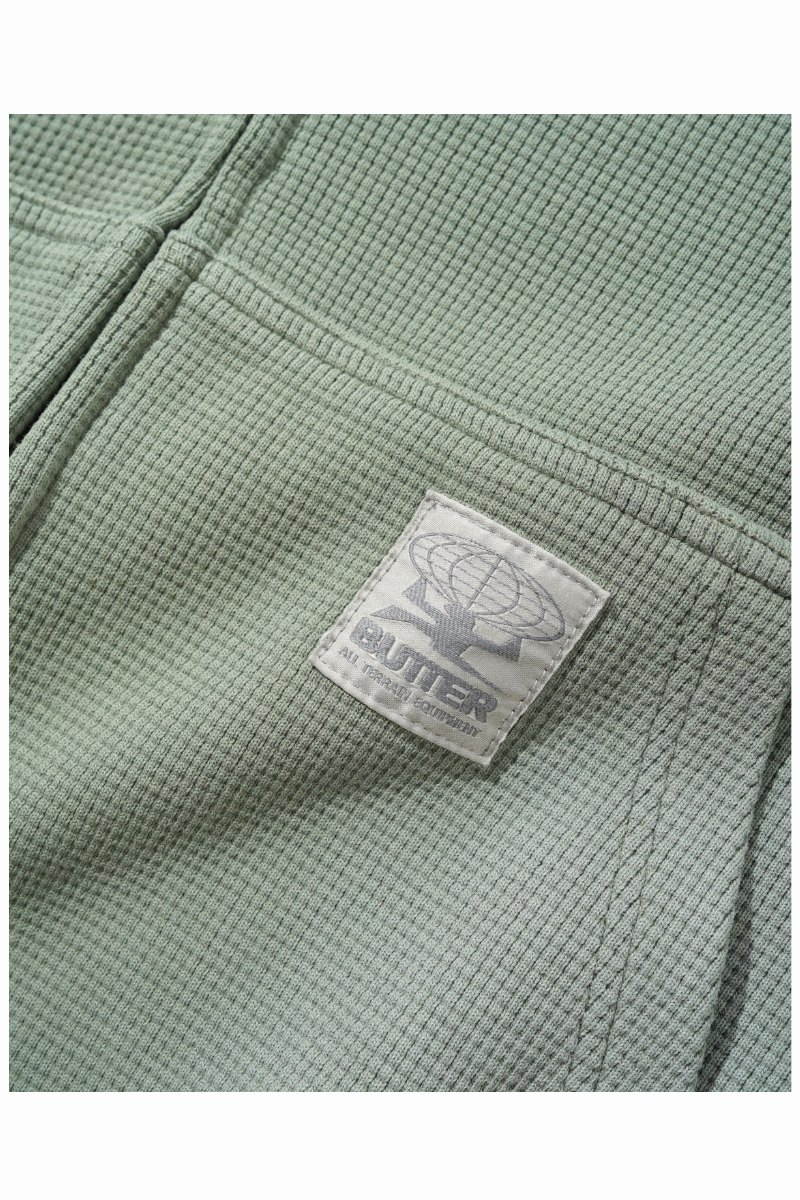 BUTTER FADED WAFFLE ZIP HOODIE Washed Sage
