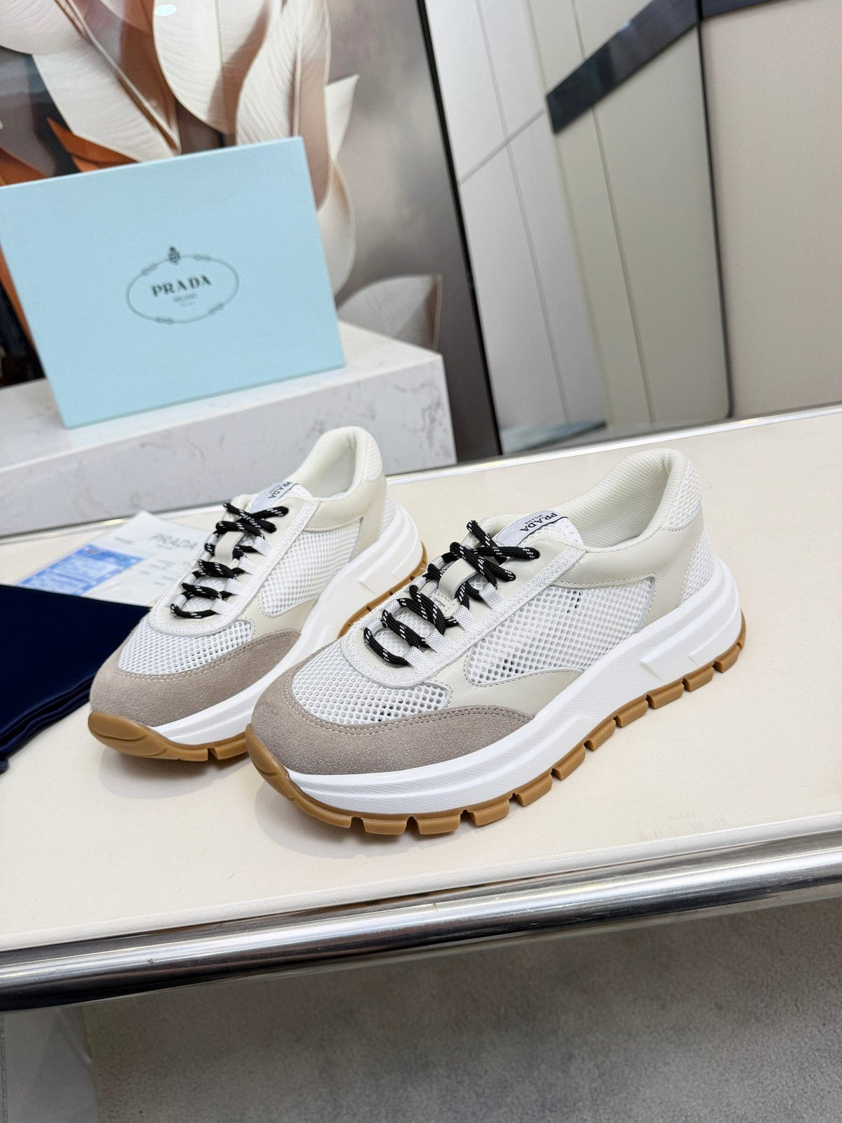 Prada Mesh Panel Sneakers