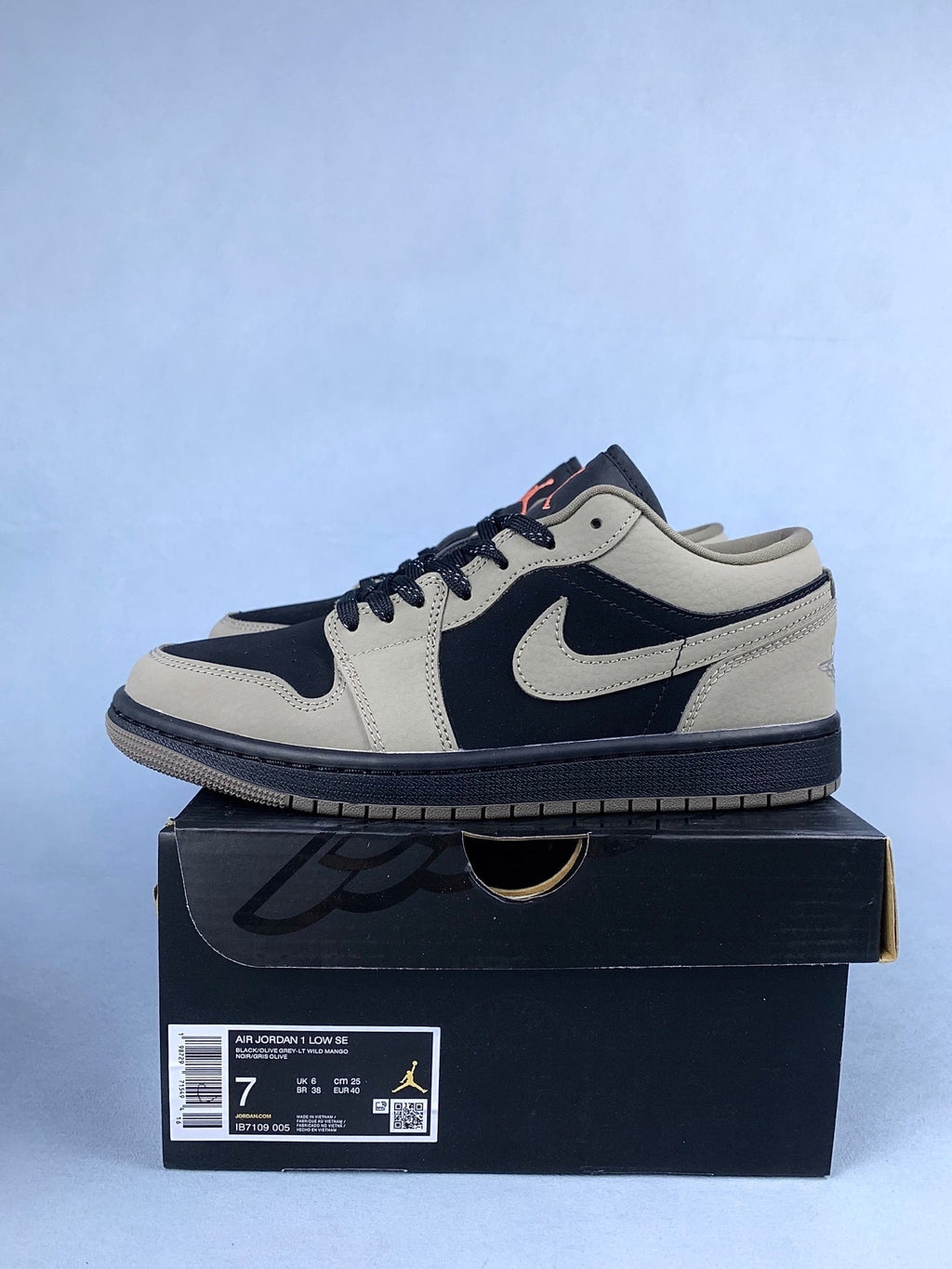 Air Jordan 1 Low Grey / Black / Mocha Brown Unisex Sneakers IB7109-005
