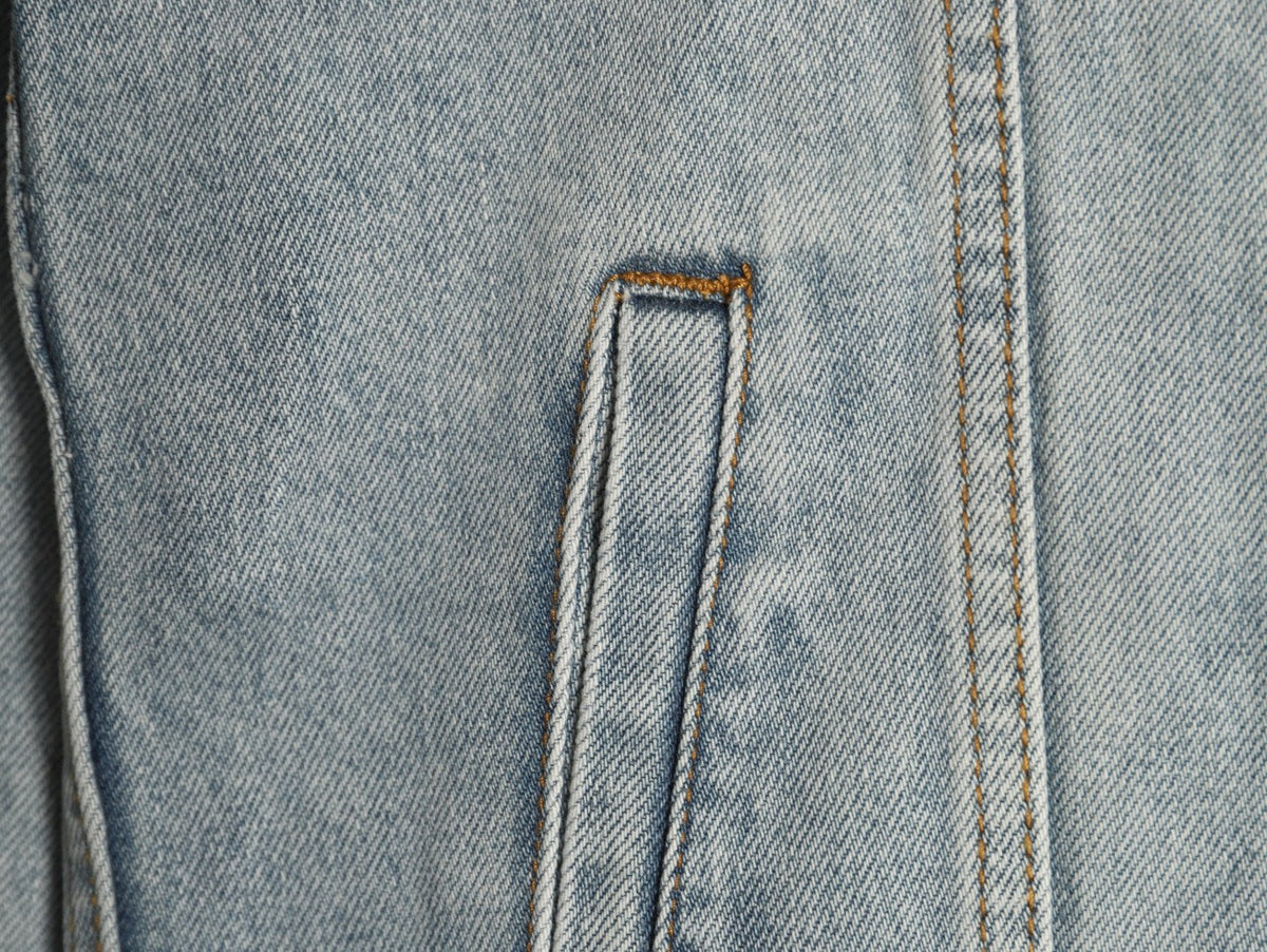 Louis Vuitton CVD Hardware Leather-Detail Skate Denim Jacket - Light Blue