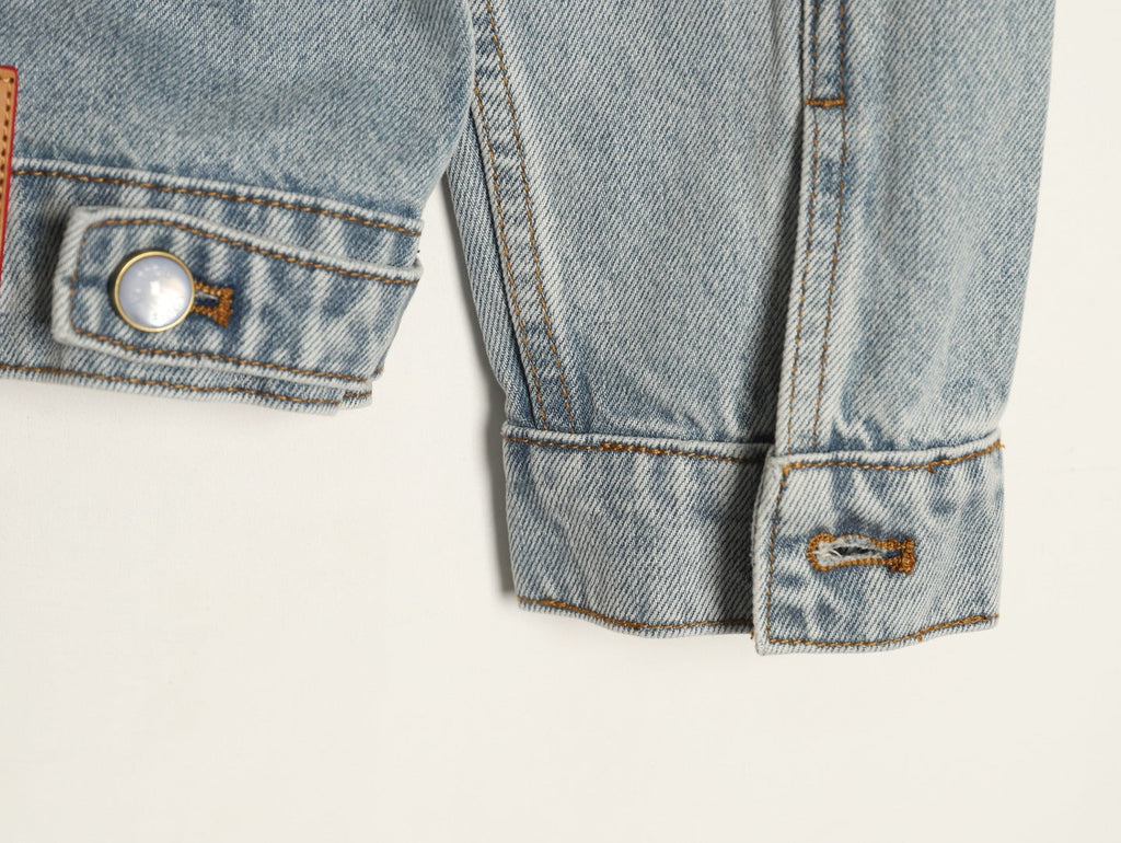 Louis Vuitton CVD Hardware Leather-Detail Skate Denim Jacket - Light Blue