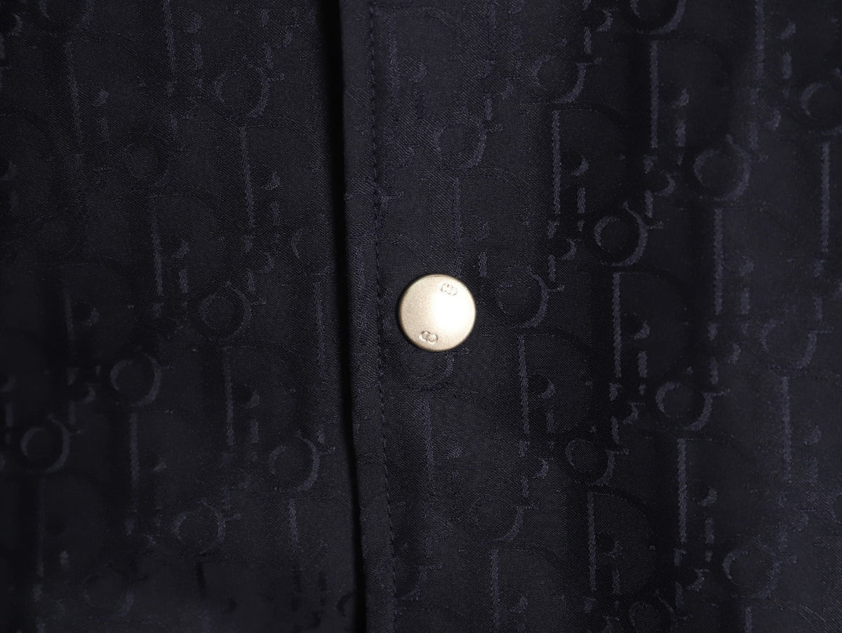 Dior CD Oblique Pattern Button-Front Jacket - Navy